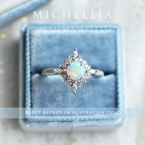 [Astrid] Art Deco Petite Ring in Opal Women's Ring michelliafinejewelry   