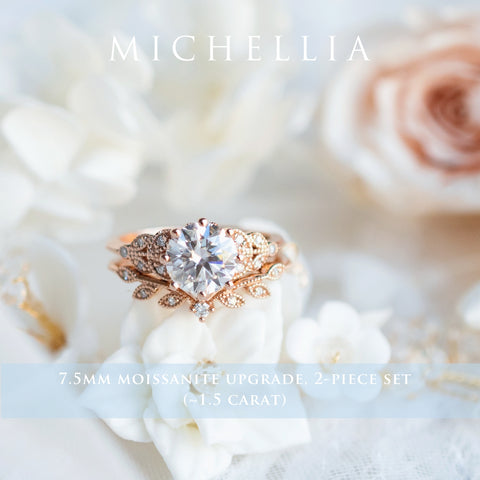 [Kerensa] Classic Floral Engagement Ring in Diamond / Moissanite Women's Ring michelliafinejewelry   
