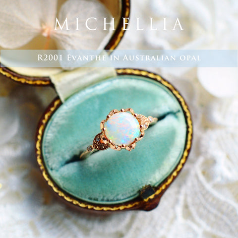 [Evanthe] Vintage Floral Engagement Ring in Opal Women's Ring michelliafinejewelry   