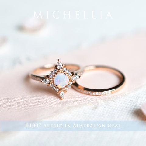 [Astrid] Art Deco Petite Ring in Opal Women's Ring michelliafinejewelry   