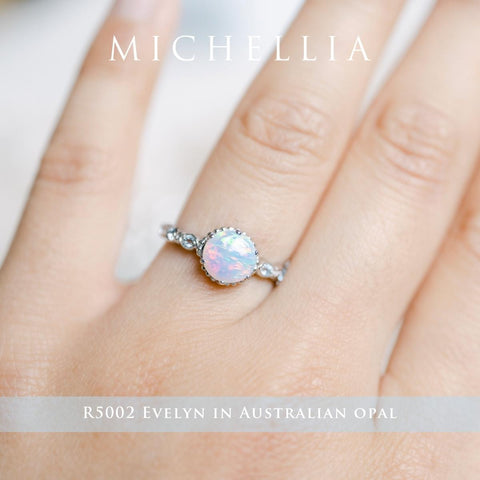[Evelyn] Vintage Classic Crown Engagement Ring in Opal Women's Ring michelliafinejewelry