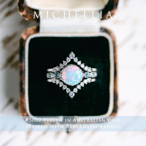 [Evelyn] Vintage Classic Crown Engagement Ring in Opal Women's Ring michelliafinejewelry