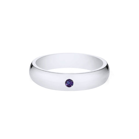 [Nolan] Men's Classic Comfort Fit Band with Outer Lab Alexandrite, 5mm Men's Band Michellia Fine Jewelry   