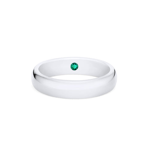[Noah] Men's Classic Comfort Fit Band with Hidden Emerald, 5mm Men's Band Michellia Fine Jewelry   