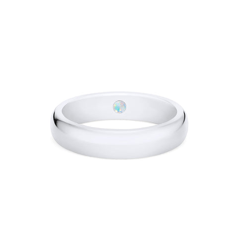 [Noah] Men's Classic Comfort Fit Band with Hidden Opal, 5mm Men's Band Michellia Fine Jewelry   