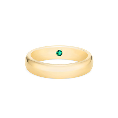 [Noah] Men's Classic Comfort Fit Band with Hidden Emerald, 5mm Men's Band Michellia Fine Jewelry   