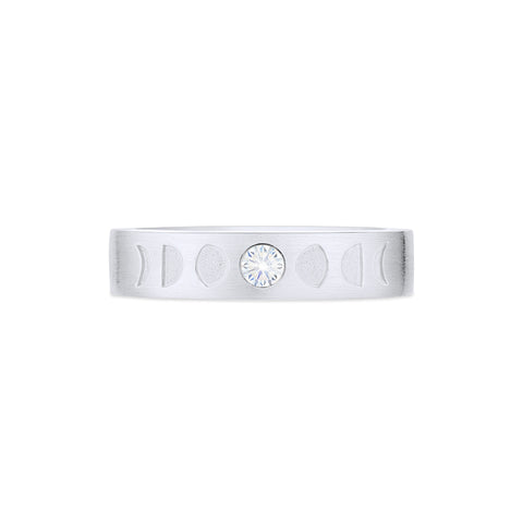 [Lucian] Men's Moon Phase Band in White Diamond Men's Band Michellia Fine Jewelry   