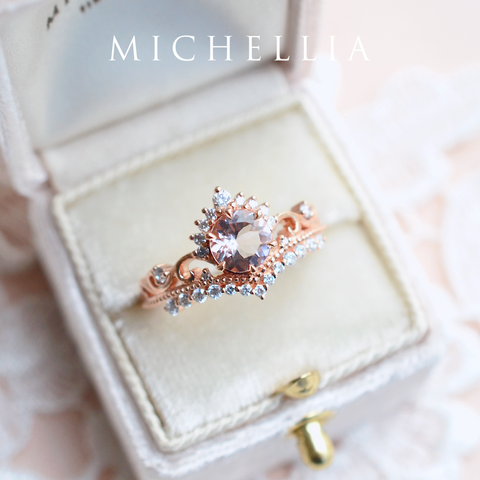 [Theia] Heirloom Crown Ring in Morganite Women's Ring michelliafinejewelry   