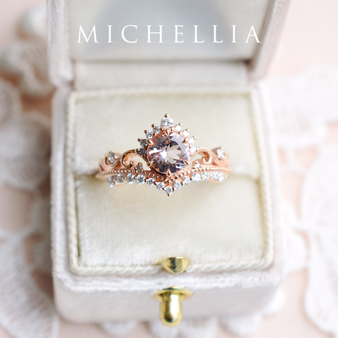 [Theia] Heirloom Crown Ring in Morganite Women's Ring michelliafinejewelry   