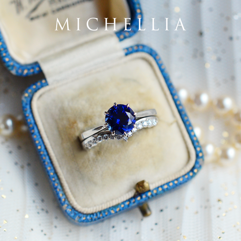 [Victoria] Classic Crown Solitaire Ring in Lab Blue Sapphire Women's Ring michelliafinejewelry   