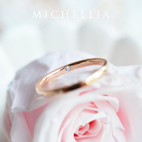 [Nora] Petite Classic Band with Hidden Diamond / Birthstone, 2mm Wedding Band michelliafinejewelry   