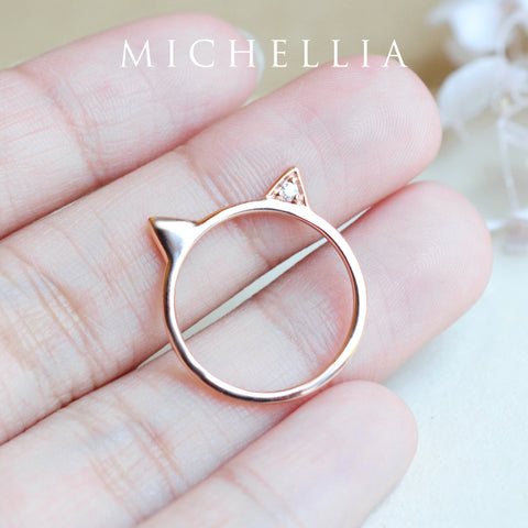 [Mia] Diamond Cat Ear Band Women's Ring michelliafinejewelry   