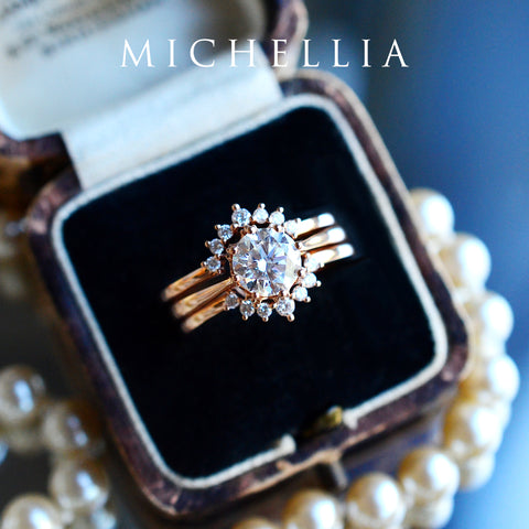 [Cassandra] Vintage Crown Solitaire Ring in Lab Blue Sapphire Women's Ring michelliafinejewelry   