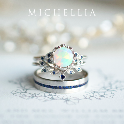 [Evanthe] Vintage Floral Engagement Ring in Opal Women's Ring michelliafinejewelry   