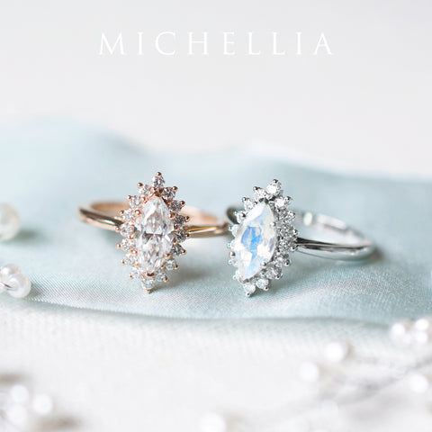 [Helena] Vintage Bloom Marquise Cut Ring in Moonstone Women's Ring michelliafinejewelry   