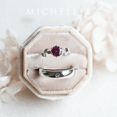 [Dahlia] Petite Floral Engagement Ring in Lab Alexandrite Women's Ring michelliafinejewelry   