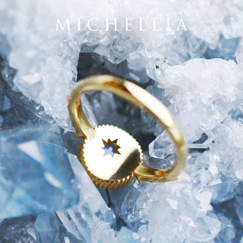 [Luna] Crescent Moon Ring in Akoya Pearl Women's Ring michelliafinejewelry   