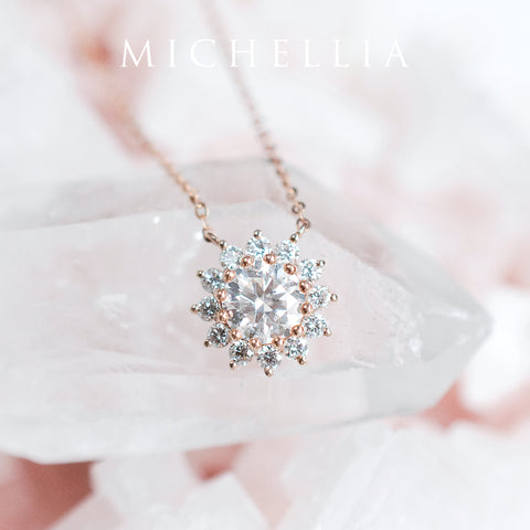 [Rosalie] Vintage Bloom Necklace in Moissanite Necklace michelliafinejewelry   