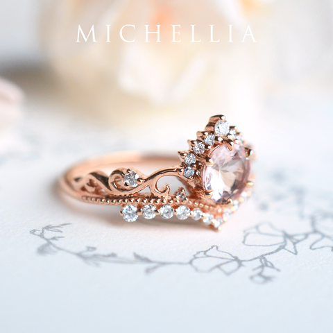 [Theia] Heirloom Crown Ring in Morganite Women's Ring michelliafinejewelry   