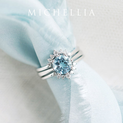 [Cassandra] Vintage Crown Solitaire Ring in Aquamarine Women's Ring michelliafinejewelry   