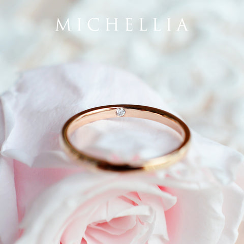 [Nora] Petite Classic Band with Hidden Diamond / Birthstone, 2mm Wedding Band michelliafinejewelry   