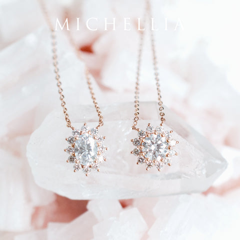 [Julianne] Vintage Bloom Oval Cut Necklace in Morganite Necklace michelliafinejewelry   