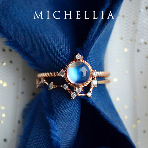 [Stella] Aura of Galaxy Engagement Ring in Moonstone Women's Ring michelliafinejewelry   