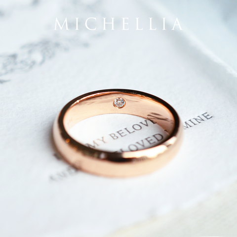 [Noah] Men's Classic Comfort Fit Band with Hidden Opal, 5mm Men's Band Michellia Fine Jewelry   