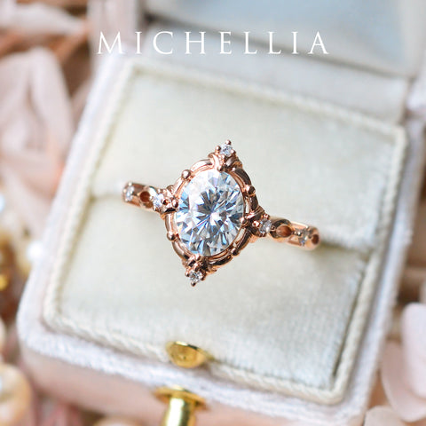 [Anastasia] Victorian Heirloom Oval Cut Engagement Ring in Diamond / Moissanite Women's Ring michelliafinejewelry   