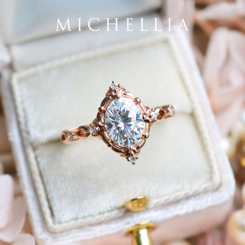 [Anastasia] Victorian Heirloom Oval Cut Engagement Ring in Diamond / Moissanite Women's Ring michelliafinejewelry   