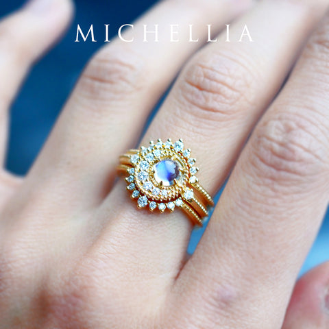 [Luna] Crescent Moon Ring in Moonstone Women's Ring michelliafinejewelry   
