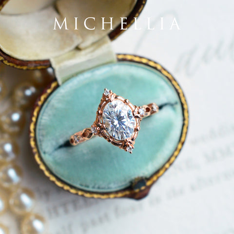[Anastasia] Victorian Heirloom Oval Cut Engagement Ring in Diamond / Moissanite Women's Ring michelliafinejewelry   