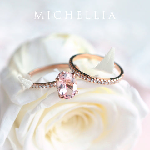 [Elaine] Modern Classic Oval Solitaire Ring in Morganite Women's Ring michelliafinejewelry   