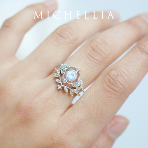 [Adeline] Vintage Rose Ring in Moonstone Women's Ring michelliafinejewelry   