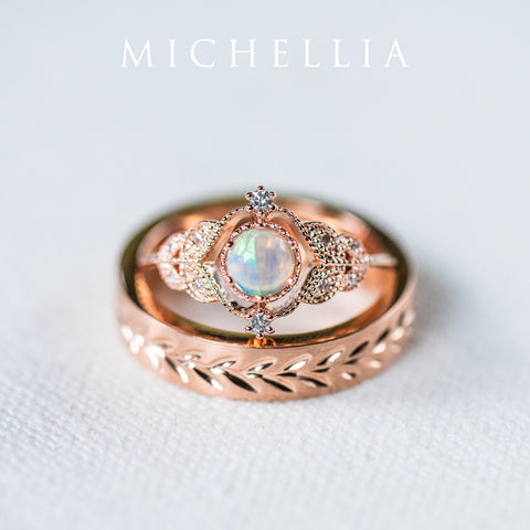 [Adeline] Vintage Rose Ring in Opal Women's Ring michelliafinejewelry   