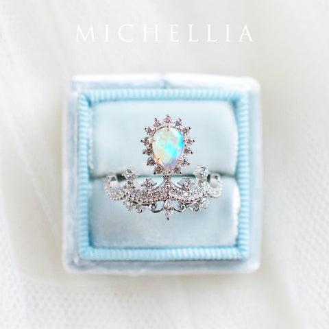[Angelique] Venetian Crown Chandelier Ring in Australian Opal Women's Ring michelliafinejewelry