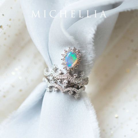 [Angelique] Venetian Crown Chandelier Ring in Australian Opal Women's Ring michelliafinejewelry