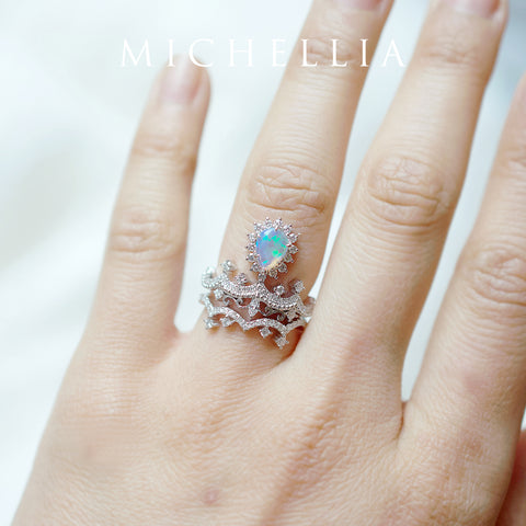 [Angelique] Venetian Crown Chandelier Ring in Australian Opal Women's Ring michelliafinejewelry