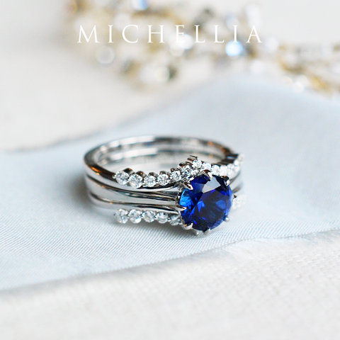 [Victoria] Classic Crown Solitaire Ring in Lab Blue Sapphire Women's Ring michelliafinejewelry   