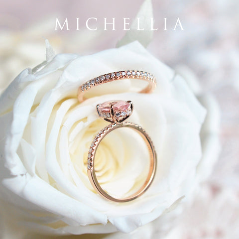 [Elaine] Modern Classic Oval Solitaire Ring in Morganite Women's Ring michelliafinejewelry   