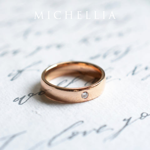 [Nolan] Men's Classic Comfort Fit Band with Outer Diamond, 5mm Men's Band Michellia Fine Jewelry   