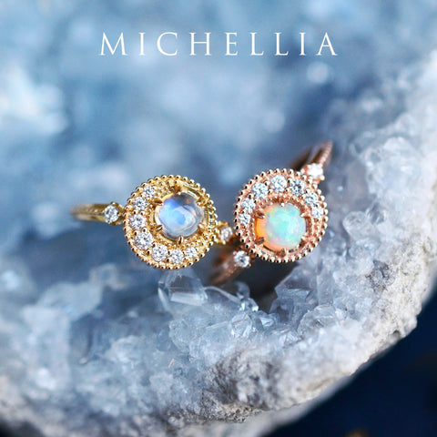 [Luna] Crescent Moon Ring in Moonstone Women's Ring michelliafinejewelry   