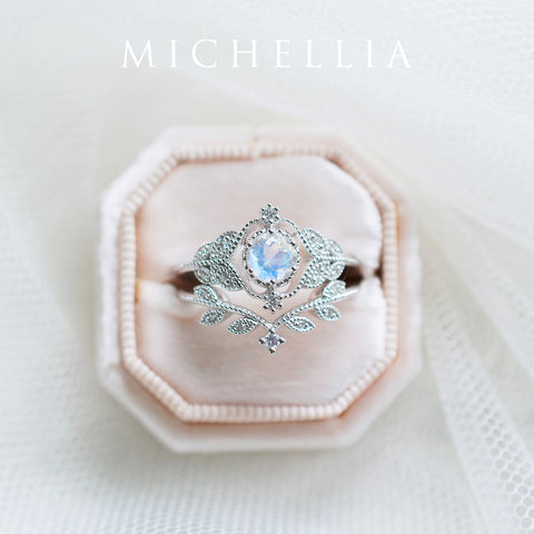 [Adeline] Vintage Rose Ring in Moonstone Women's Ring michelliafinejewelry   