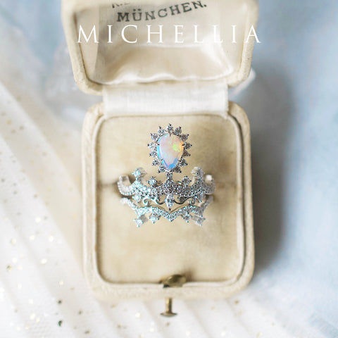 [Angelique] Venetian Crown Chandelier Ring in Australian Opal Women's Ring michelliafinejewelry