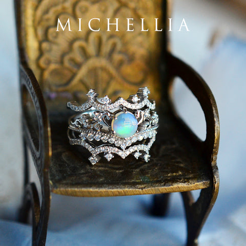[Lacey] Chandelier Crown Diamond Band Wedding Band michelliafinejewelry   