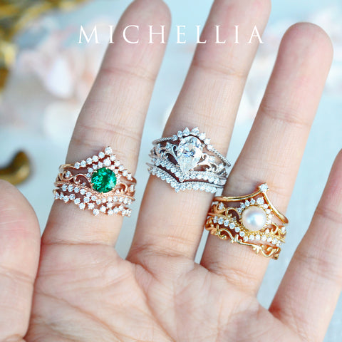 [Theia] Heirloom Crown Ring in Morganite Women's Ring michelliafinejewelry   