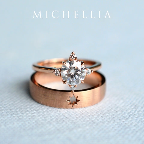 [Polaris] North Star Engagement Ring in Diamond / Moissanite Women's Ring michelliafinejewelry   