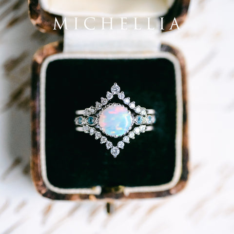 [Evelyn] Vintage Classic Crown Ring in Aquamarine Women's Ring michelliafinejewelry   