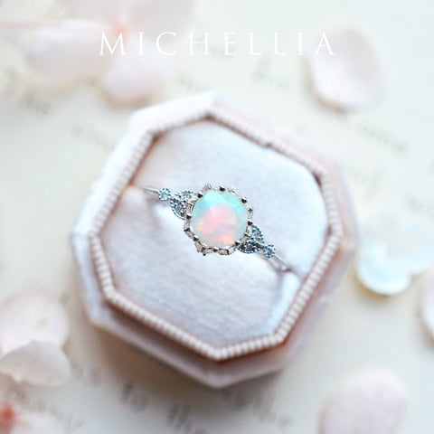 [Evanthe] Vintage Floral Engagement Ring in Opal Women's Ring michelliafinejewelry   