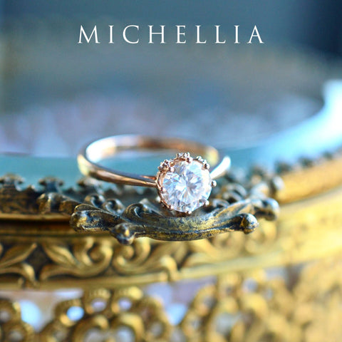 [Cassandra] Vintage Crown Solitaire Engagement Ring in Diamond / Moissanite Women's Ring michelliafinejewelry   